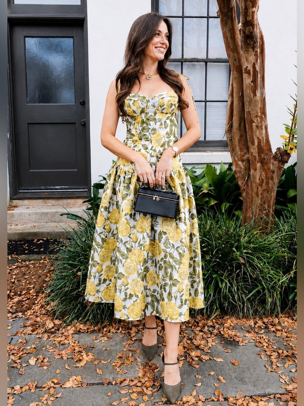 Katie May Dee Midi Dress Yellow Rose